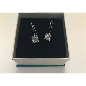 2 Ct Princess Cut French Wire Earrings~.925 Sterling Silver